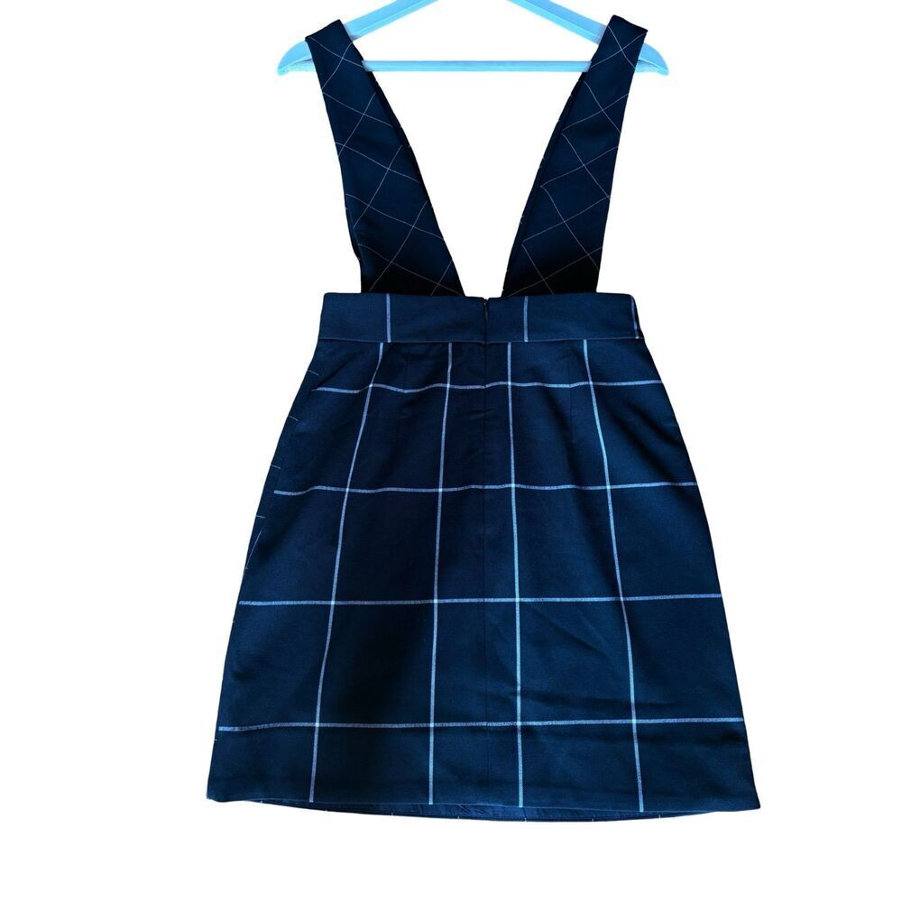 Maje NWT Joly Check Pinafore Overall Dress Black White Plaid Wrap Skirt Sz S - Picture 3 of 9